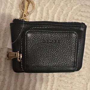 Aimee Black Double Leather Small Wallet with Gold Accents NWT